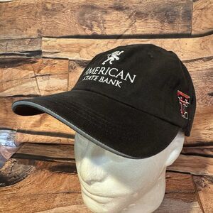 American State Bank Texas Tech Red Raiders Black Hat Cap Strapback One Size
